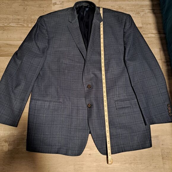 Ralph Ralph Lauren Size 48R Silk Wool Blend Blazer 2 Button Blue Plaid - Picture 10 of 16